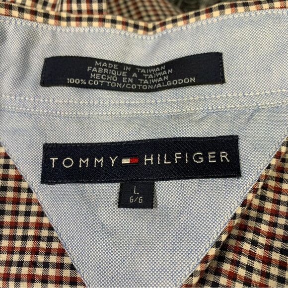 TOMMY HILFIGER Vintage Plaid Men's Long Sleeve Button Down Shirt L #817 - Picture 3 of 8